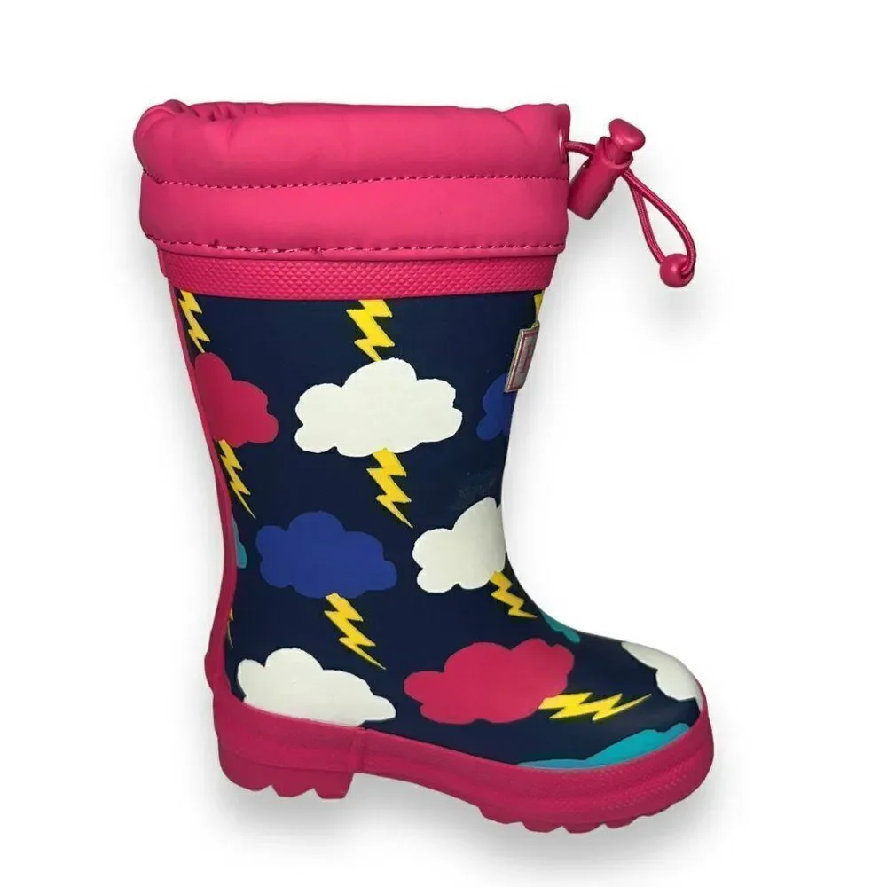 Hatley Lighting Clouds‎ Sherpa Lined Rain Boots F21LBK1569 Toddler 6